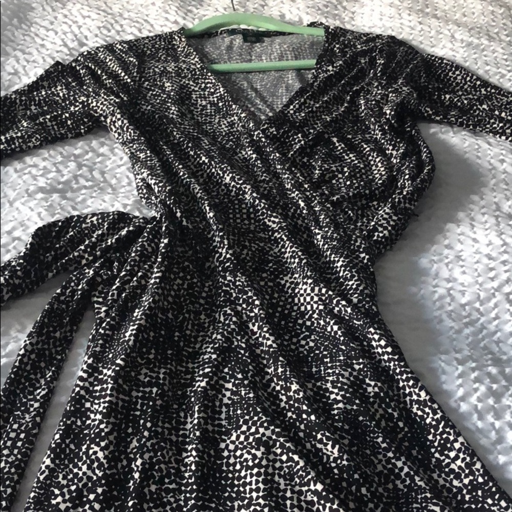Black and white wrap dress